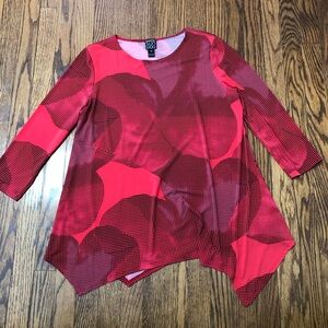 Clara Sun Woo Red Patterned Tunic Top size M